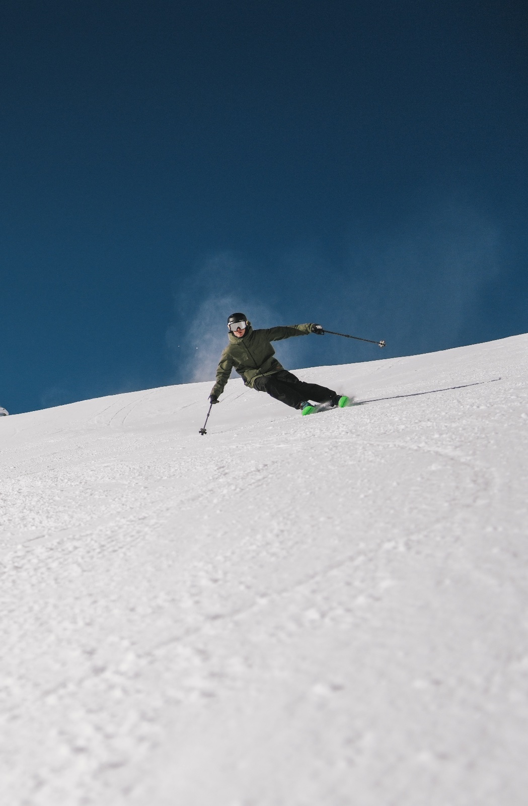 Rider studying conditions