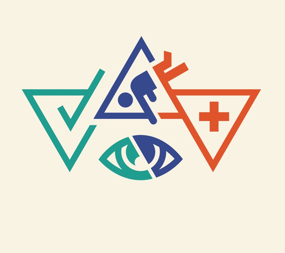 Angular mountain, safety and eye symbols